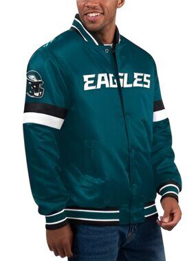 Philadelphia Eagles Starter NFL Men's Satin Varsity Jacket Blue Size Medium